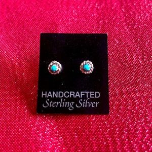 Handcrafted 925 Sterling Earring Studs with Turquoise Stone